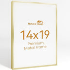 14x19 Aluminum Metal Picture Frame,Tempered Glass Gold Photo Frame 14x19 for Family Photo,Posters,Art,Document to Wall Mount Horizontally or Vertically