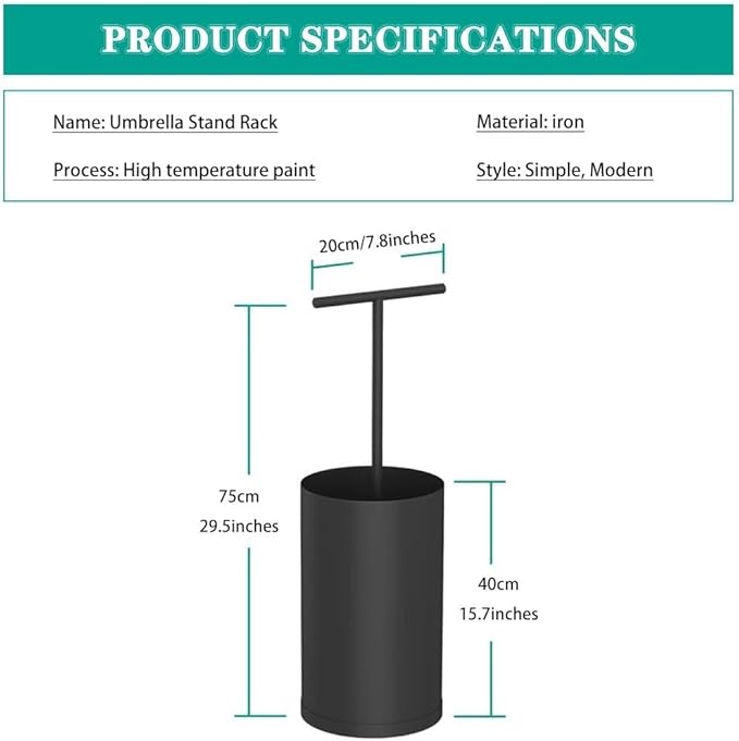 Compact Umbrella Stand for Home, Modern Design with Handle, Indoor Umbrella Storage Holder, Stylish Black Umbrella Organizer for Easy Access and Space-Saving