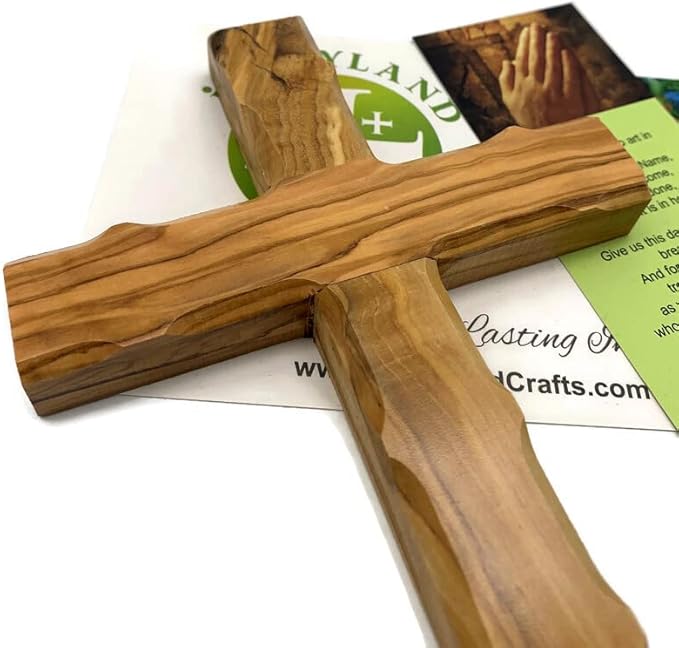Olive Wood Wall Cross from Bethlehem, Wall Hanging Wooden Crosses for Wall , Confirmation Cross Gift , Baptism Gifts , Holy Wall cross, Religious décor Cross (One Small Cross 4.75" x 3.4")