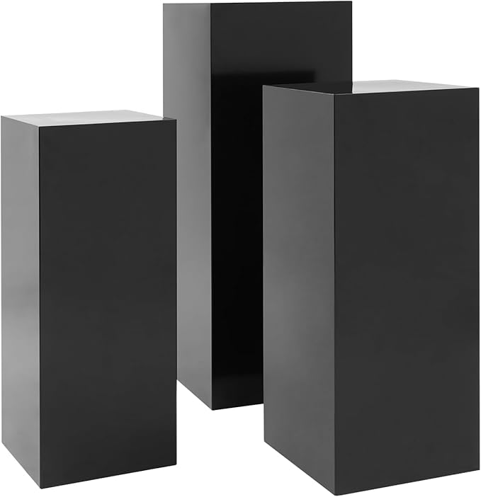 Display Pedestal Stand, Metal Display Pedestal Stands, Metal Showing Holder Pillars Display Pillars For Birthday Party Wedding 110.23 lbs Load-Bearing Capacity (Black 3 PCS)
