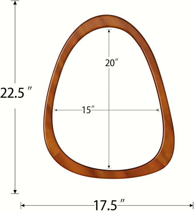 22" x 17" Irregular Wall Mirror, Wood Frame Asymmetrical Decorative Wooden Mirror for Living Room Bedroom Entryway Bathroom Hallway Home Decor Walnut Brown
