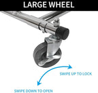 Silver Heavy Duty Double Rod Garment Rack for Hanging Clothes Chrome, Commercial Rolling Clothes Organizer Commercial Metal with Lockable Wheels Mobile for Coats Dresses