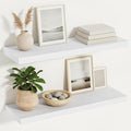Vivelove White Floating Shelves 12 Inches Deep, [Wood Grain Texture] 24x12 Floating Shelves for Wall with Invisible Brackets, Room Shelves for Living Room Bedroom Bathroom Kitchen Office, Set of 2