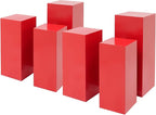 6Pcs Square Display Pedestal Stands Set for Party, Metal Display Stand Plinth Pillars, Cake Stands Pillars for Wedding Birthday Art Decor Risers, 11.8*31.5" (L), 11.02*25.6" (M), 10.24*23.6" (S)