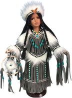 KINNEX COLLECTIONS SINCE 1997 16" Collectible Native American Indian Porcelain Doll (D16725)