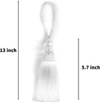 2 Pack Gold and Silver Tassel Key Tassel with Loops, Large Handmade Tassel Craft, DIY Accessories for Home Decoration (White, 2)