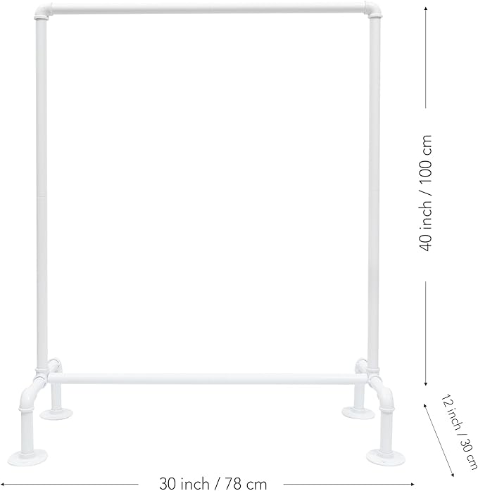 Kids Pipes Dress up Clothing Rack, Kids Clothes Rack, Child Garment Rack, Hanging Clothes Rod Storage Shelf Organizers Shelves Shelving, White Metal