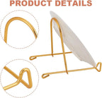 4 Packs Iron Display Stand Ornaments Display Dish Holder Bowl Deep Platter Rack Decorative Plates Easel Tabletop Showcase Stands Gold Iron Easels for Display Pictures, Book