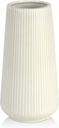 Beige Ceramic Vase, GUKJOB Small Cute Flower Vase for Pampas Grass, Home, Living Room, Dining Table, Farmhouse, Office Decor, Bedroom, Table, and Kitchen Shelf (Beige)