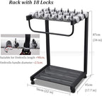 Large Umbrella Stand Rack - Commercial Entryway Umbrellas Holder with 18 Locks & Wheels, for Indoor Outdoor, Tall Enough Interior Decoration, Home Decoration