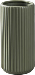 Green Ceramic Flower Vase for Pampas Grass, 8 inch Small Decorative Centerpiece Ribbed Vase for Dining Table, Office Desktop, Shelf Bookshelf, Mantel, Entryway, Bathroom, Countertop, Farmhouse, Gift