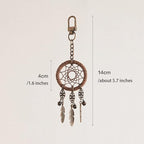 Miamor Retro Style Small Brown Dream Catcher Keychain With Little Bells Purse,Backpack or Bag Hanging ornament Accessories