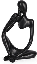 Sandstone Resin Thinker Style Abstract Sculpture Statue Collectible Figurines Home Office Bookshelf Desktop Decor (Small Black, Left)
