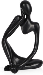 Sandstone Resin Thinker Style Abstract Sculpture Statue Collectible Figurines Home Office Bookshelf Desktop Decor (Small Black, Left)