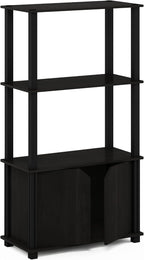 Furinno GO GREEN Storage Shelves, 4-Tier Book Shelf, Bookcase, Display Shelf with Open Shelf and Closed Storage, for Organization and Storage, Living Room, Garage, Home Office, Espresso