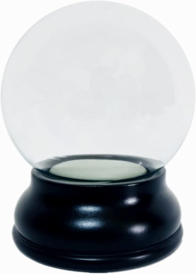 Clear DIY Empty Snow Globe kit Glass Water Globe Jar with Resin Base (80MM)
