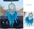 Dream Catcher Car Rear View Mirror Pendant,Car Charm Crystal Small Dream Catchers for Rearview Mirror Hanging,Dreamcatcher car Charm Ornament Gift(Blue)