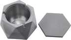 FREELOVE Concrete Ashtray with Lid & Stainless Steel Ashtrays for Cigarettes, Cement Ash Tray Smoking Holder Indoor Smokeless Outdoor Windproof Patio Home Office Cool Decor(Grey, Large)