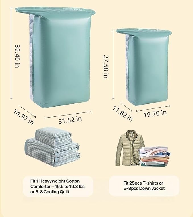 Vacuum Storage Bags for Clothing - NeatNest 6 Pack Medium Cube/Box-Shaped Space Saver Bags for Clothes, Pillows, Bedding, Dual Compression (Vacuum or Hand Press), Durable PE+PA Material