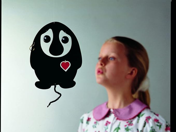 Flensted Mobiles Puffin' Troll Black/Red Heart Hanging Mobile - 7 Inches - High Quality Plastic