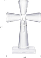 YWHL Handmade Crystal Cross Standing Religious Gifts for Women Men, Glass Cross Collectible Figurines for Home Decoration