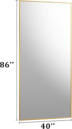 BEAUTYPEAK 86"x40" Rectangle Full Body Floor Mirrors, Full Length Mirror with Stand, Large Gold Mirror for Bedroom, Dressing Room, Leaning, Standing or Hanging Horizontally/Vertically