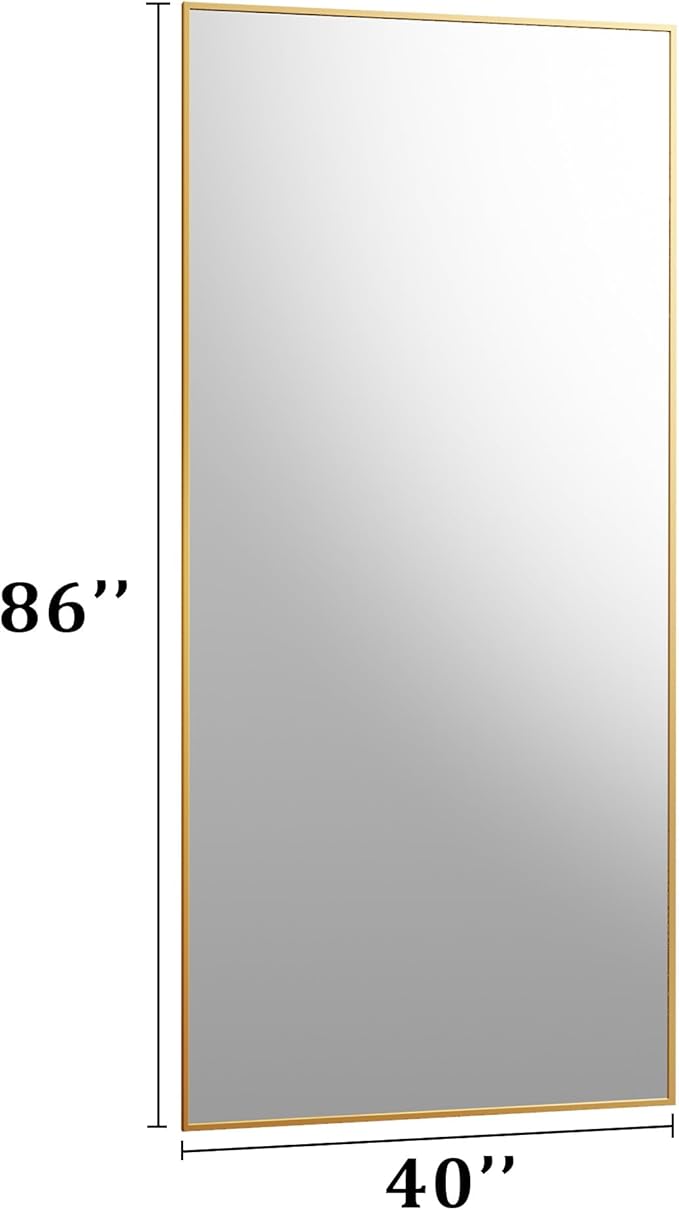 BEAUTYPEAK 86"x40" Rectangle Full Body Floor Mirrors, Full Length Mirror with Stand, Large Gold Mirror for Bedroom, Dressing Room, Leaning, Standing or Hanging Horizontally/Vertically