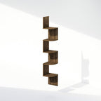 Furinno Rossi 5-Tier Floating Corner Shelf for Wall, Corner Zigzag Shelf Wall Mounted, Radial Wall Mount Shelves, for Home Office, Living Room, Bedroom, Bathroom, Columbia Walnut