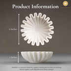 SWADESHI BLESSINGS HandCrafted Marble Ruffle Bowl/Antique Scallop Bowl/Fruit Bowl/Vintage Ring Dish/Decorative Flower Dish/HouseWarming Gift/Wedding Gifts/Urli (6 Inches)