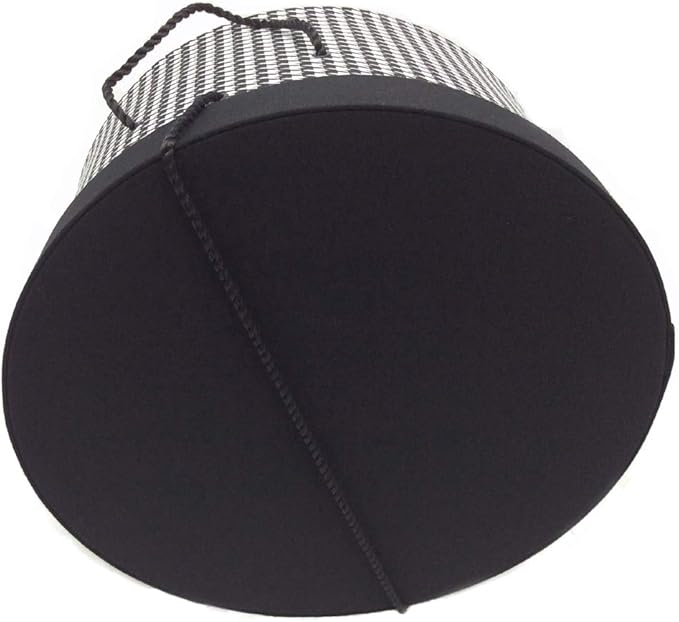 Sarah's Hat Boxes Classic Houndstooth Hat Box – 8.75" x 4.5" (Dia. x Ht.) Handmade in USA – Odorless Non-Toxic Adhesive, Cording Handle – Premium Storage for Hats & Accessories