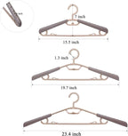 12-Pack Heavy Duty Plastic Extra-Wide Arm 15"-23" Suits Clothes Hangers with Swivel Hooks,Perfect for Coat,Jacket,Dress,Shirt,Trousers or Closet Space Saving,Grey&Tan