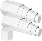 Jetec 12 Pcs Hexagonal Jewelry Display Risers Hexagonal Market Display Risers Stands Acrylic Showcase Acrylic Stand for Jewelry Model Figures Decoration, 6 Sizes (White)