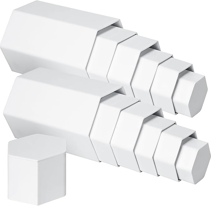 Jetec 12 Pcs Hexagonal Jewelry Display Risers Hexagonal Market Display Risers Stands Acrylic Showcase Acrylic Stand for Jewelry Model Figures Decoration, 6 Sizes (White)