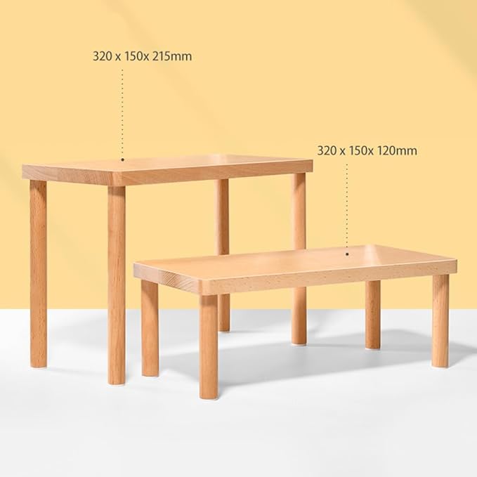 Wood Display Risers, Organizer Stand, Riser Stand for Figures, Cupcake, Perfume and More (Wood L 32*15*21.5cm/12.60*5.91*8.46inches)