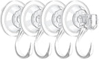 4 pack Suction Cup Heavy-Duty Hook，Large Clear Reusable Wreath Vacuum Hook，use for Windows Tiles Glass Smooth Doors and Mirrors to Hang Bags Coats Umbrellas kitchenware and Christmas Wreaths