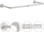 IBUYKE Industrial Pipe Clothes Rack Set of 2, 37 Inch Wall Mounted Clothing Rack, Space-Saving Hanging Closet Rod, Heavy Duty Multi-Purpose Garment Rack for Closet and Laundry Room, White TYJ001W-2