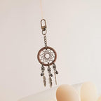 Miamor Retro Style Small Brown Dream Catcher Keychain With Little Bells Purse,Backpack or Bag Hanging ornament Accessories