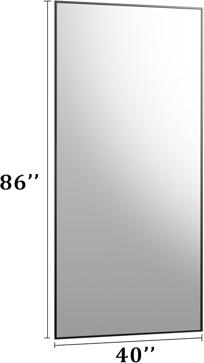 BEAUTYPEAK 86"x40" Rectangle Full Body Floor Mirrors, Full Length Mirror with Stand, Large Black Mirror for Bedroom, Dressing Room, Leaning, Standing or Hanging Horizontally/Vertically