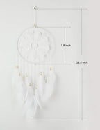 Dream Catchers White for Bedroom, Handmade Hanging Decorations White Feather Lace Dream Catcher Mobile for Girls Room Decor