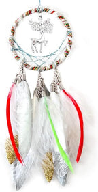 Reindeer Small Dream Catcher Car Rear View Mirror Pendant Car Charms Rearview Mirror Hanging Accessories Handmade Dreamcatcher