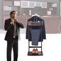 Suit Valet Stand for Men, Freestanding Clothes Valet Stand with Base, Walnut Color