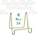 Plate Stands for Display 4 Inch – Brass Gold Metal Display Easel Stand for Decorative Plates, Picture Frames, Books & Photos – Stable Metal Plate Holder Display Stand for Shelf & Tabletop Décor – 10 Pack