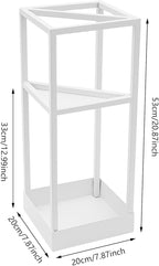Umbrella Rack for Entryway, Modern Metal 20.87in Tall Freestanding Umbrella Holder with Built-in Shelf, Compact Storage for Long&Short Stick Rain Umbrellas and Walking Canes (White)