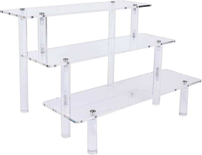 Acrylic Display Risers,Clear Risers Perfume Organizer Stand, 3 Tiered Cupcake Shelf Stand Holder,9 Inch,DIY