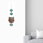Decorative Bird Mobile Wall Hanging, Colorful Swallow Design with Flowers, Traditional Tattoo Style Art Evil Eye (OWL_Hanging_D_4)