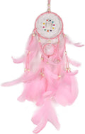 Dream Catcher for Girls Bedroom Wall Decoration, 4.4" x 18" Traditional Circular Net Wall Hanging Home Decor,Pink
