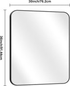 BONEWEI 30x36 inch Bathroom Mirror 2-Pack,Black Rectangle Mirror,Wall Mounted Bathroom Frame Vanity Mirror with Round Corner for Bedroom Living Room, Entryway Hangs Horizontal or Vertical