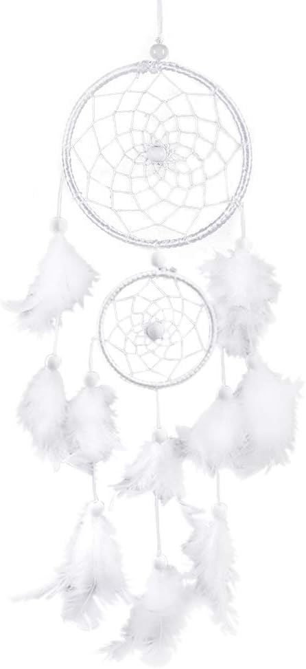 White Dream Catcher Wind Chimes Handmade Beaded Dreamcatcher for Car Kids Bed Room Wall Hanging Decoration