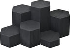 MOOCA Wooden 6 Pcs Hexagon Risers for Display Jewelry and Accessories Display Stand, Wooden Risers For Jewelry Figurine, Black Color