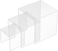 Sezanrpt Square Acrylic Display Risers 3pcs, Clear Showcase Shelves for Collectibles, Funko Pop Figures, Perfumes, Cupcake, Candy Dessert - 3''x4''x5''
